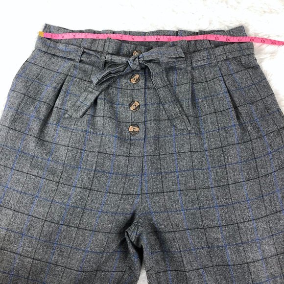 Grey Plaid High Waist Belted Dress Pant Plus Sz 1X - Picture 7 of 15